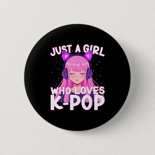 Badge Rond 5 Cm Juste une fille qui aime écouter K-p Coréen mignon