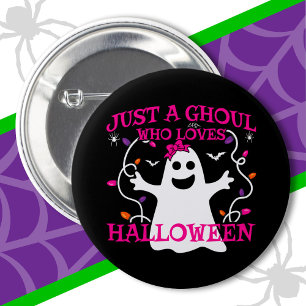 Badge Rond 5 Cm Juste Une Fille Qui Aime Halloween mignon Fantôme 
