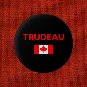 Badge Rond 5 Cm Justin Trudeau Canada Drapeau canadien foncé