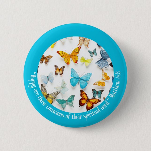 Badge Rond 5 Cm JW 2026 Texte de l'année Papillons colorés (Devant)