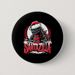 Badge Rond 5 Cm Kaiju Noël Santazilla Monstre Japonais Dinosaure
