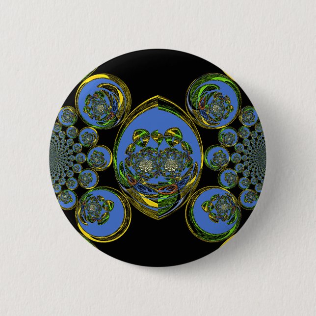 Badge Rond 5 Cm Kaleidoscope bleu et jaune Imprimer (Devant)