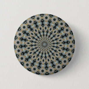 Badge Rond 5 Cm Kaléidoscope Camel et sarcelle