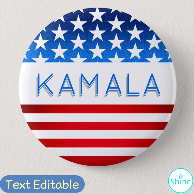 Badge Rond 5 Cm Kamala Harris Election USA Drapeau moderne Texte p (Créateur téléchargé)