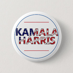 Badge Rond 5 Cm Kamala Harris En Drapeau