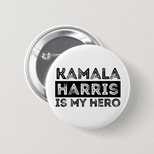 Badge Rond 5 Cm Kamala Harris est mon héros - Président 2024 (Devant & derrière)