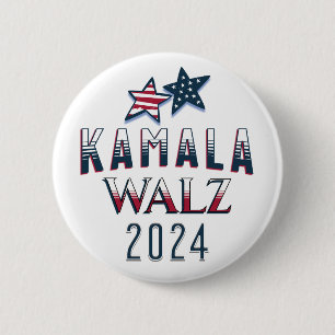 Badge Rond 5 Cm Kamala Harris et Tim Walz 2024