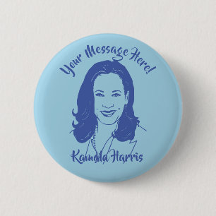 Badge Rond 5 Cm Kamala Harris Line Texte personnalisé