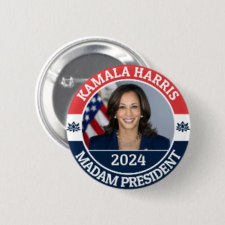 BADGE ROND 5 CM KAMALA HARRIS MADAM PRÉSIDENT
