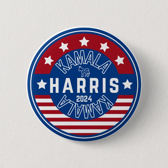 Badge Rond 5 Cm Kamala Harris Madame la Présidente 2024 (Devant)