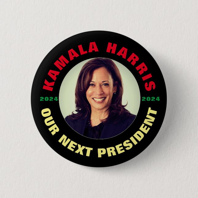 Badge Rond 5 Cm Kamala Harris Notre prochain président (Devant)