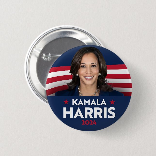 Badge Rond 5 Cm Kamala Harris pour le président 2024 (Devant & derrière)
