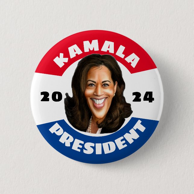 Badge Rond 5 Cm Kamala Harris pour le président 2024 (Devant)