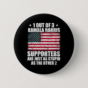 Badge Rond 5 Cm Kamala Harris Stupide plaisanterie Drapeau América