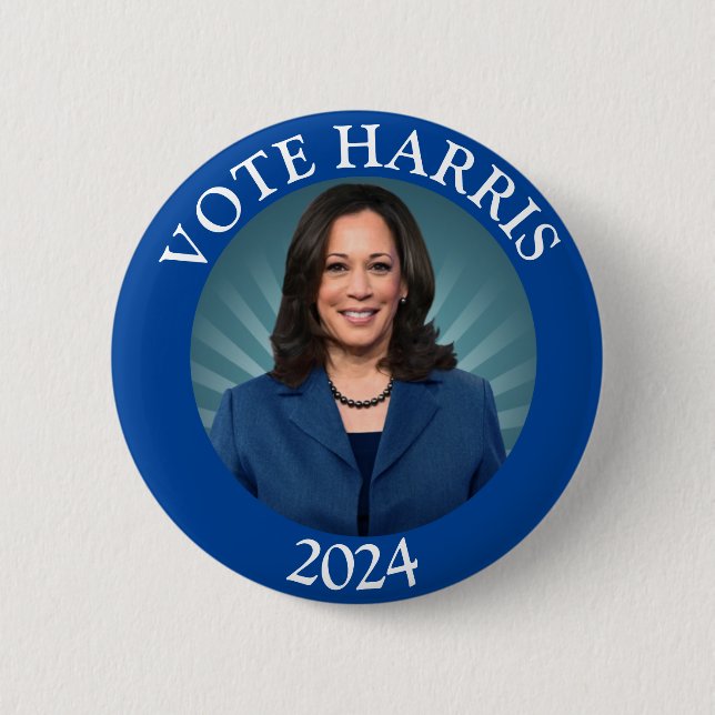 Badge Rond 5 Cm Kamala Harris Tim Walz 2024 Président démocrate vo (Devant)