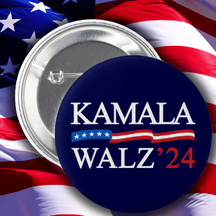 Badge Rond 5 Cm Kamala Harris Walz 2024 Évidemment bleu