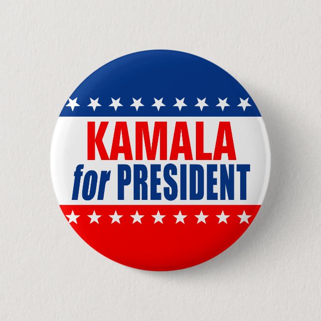 Badge Rond 5 Cm "KAMALA pour PRÉSIDENT" (Devant)
