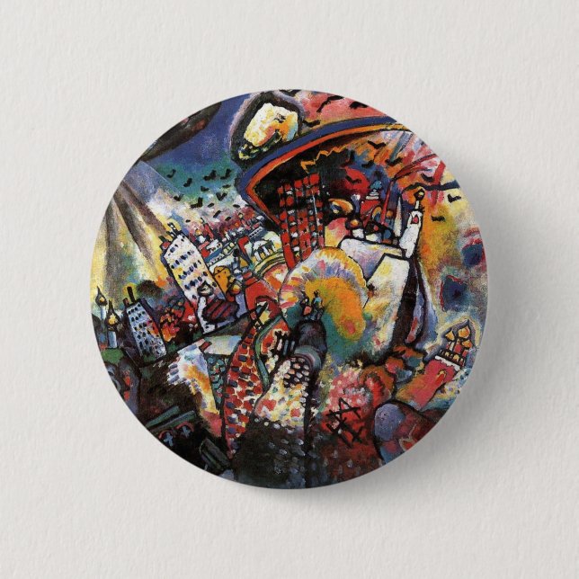 Badge Rond 5 Cm Kandinsky Moscou I Cityscape peinture Abstraite (Devant)