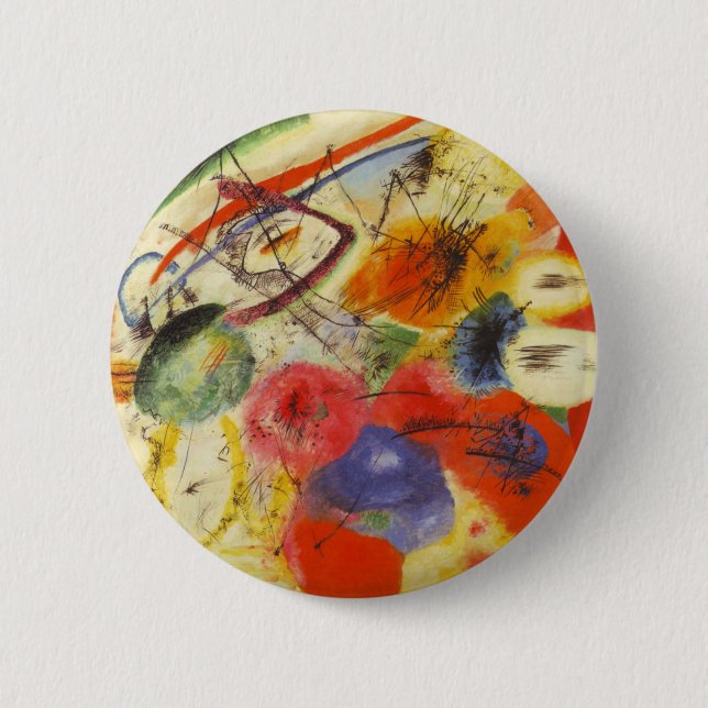 Badge Rond 5 Cm Kandinsky Noir frappe la peinture Abstraite (Devant)