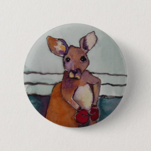 Badge Rond 5 Cm "KANGOUROU de BOXE," - bouton