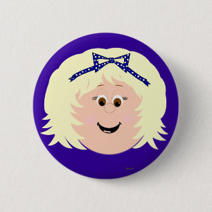 Badge Rond 5 Cm Kapskids Blonde Girl Face Bouton Badton