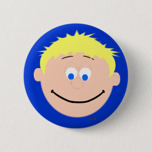 Badge Rond 5 Cm Kapskids Boy Blonde Blue Eyed Face Bouton Badton