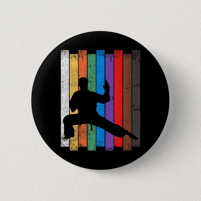 Badge Rond 5 Cm Karate Bel Karate Silhouette Arts martiaux (Devant)