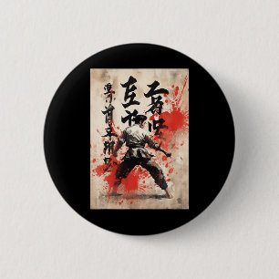 Badge Rond 5 Cm Karate Kyokushin Calligraphie Japonaise Arts Marti