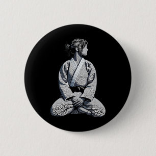 Badge Rond 5 Cm Karate Lady Knee Down Pose Graphique