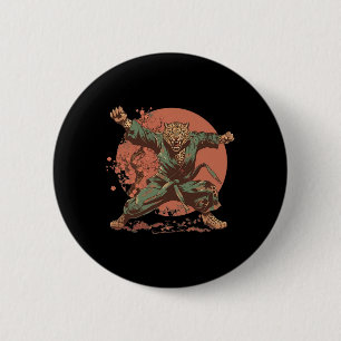 Badge Rond 5 Cm Karaté Motif Léopard Taekwondo Jiu-jitsu Mma Kickb