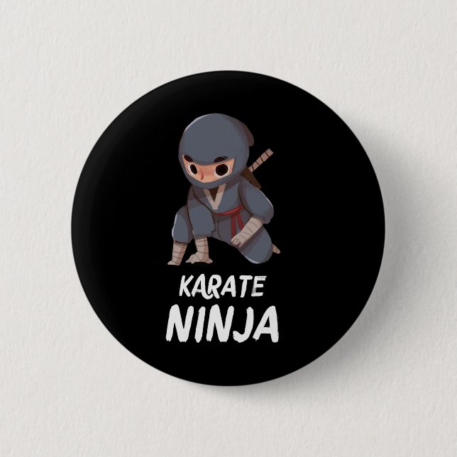 Badge Rond 5 Cm Karate Ninja Boy Funny Arts Martiaux Sports (Devant)