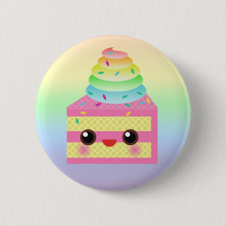 Badge Rond 5 Cm Kawaii Cake rose Arc-en-ciel arrose le dessert amu