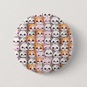 Badge Rond 5 Cm Kawaii Chat félin Kitten visage animal de compagni