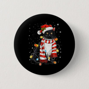 Badge Rond 5 Cm Kawaii Cute Chat Noir Père Noël Tangé Dans La Lig 