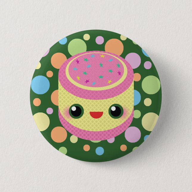 Badge Rond 5 Cm Kawaii Gâteau sucré à la garde sur les points de b (Devant)