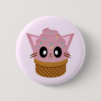 Badge Rond 5 Cm kawaii kitty cone glace chat meow