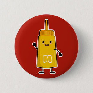 Badge Rond 5 Cm Kawaii Mustard : Les meilleurs amis pour toujours