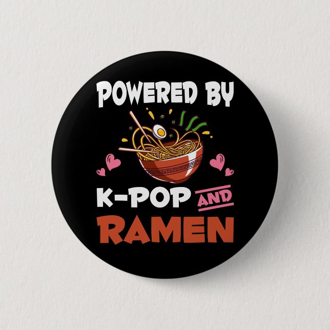 Badge Rond 5 Cm Kawaii Noodles Kpop et Ramen (Devant)