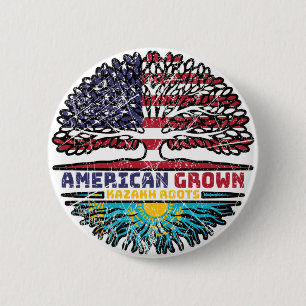 Badge Rond 5 Cm Kazakh American Tree Roots