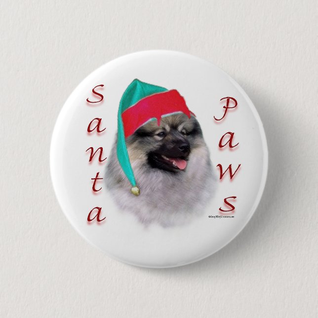 Badge Rond 5 Cm Keeshond Père Noël Paws (Devant)