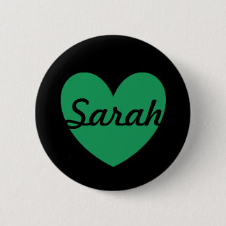 Badge Rond 5 Cm Kelly Coeurs polka vert sur noir