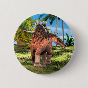 Badge Rond 5 Cm Kentrosaurus Dinosaure Jungle Art Préhistorique