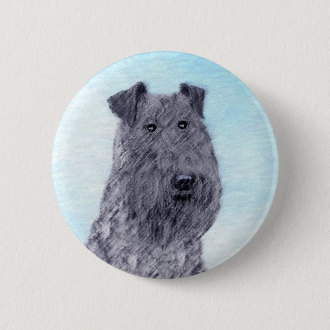 Badge Rond 5 Cm Kerry Blue Terrier peinture mignonne Chien d'origi (Devant)