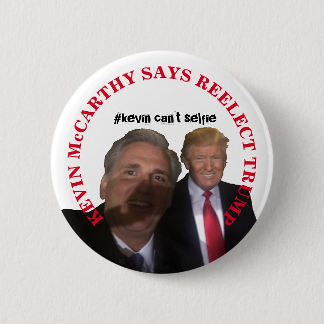 Badge Rond 5 Cm Kevin McCarthy dit : Réélire Trump (Devant)