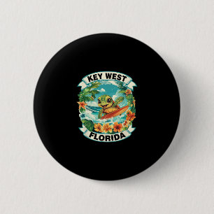 Badge Rond 5 Cm Key West Floride Mignon Tortue de Mer Surf Été Va
