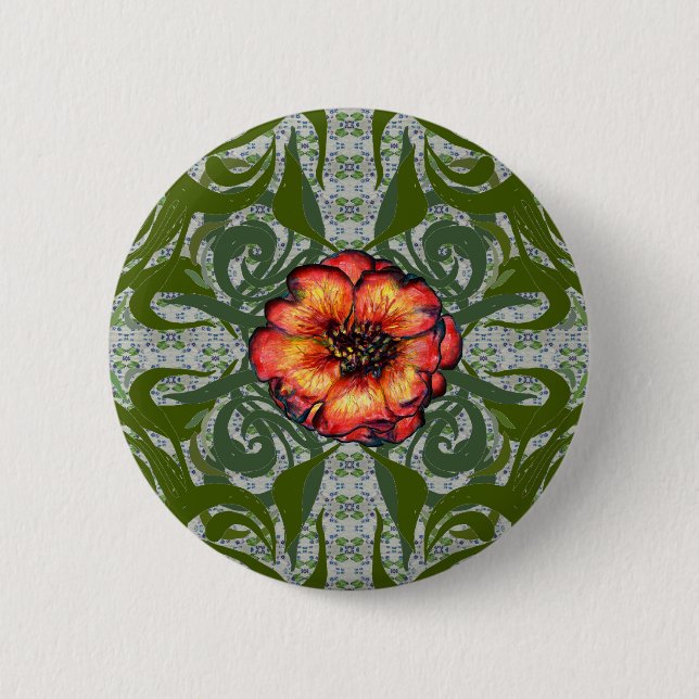 Badge Rond 5 Cm Khokhloma Exotique (Devant)