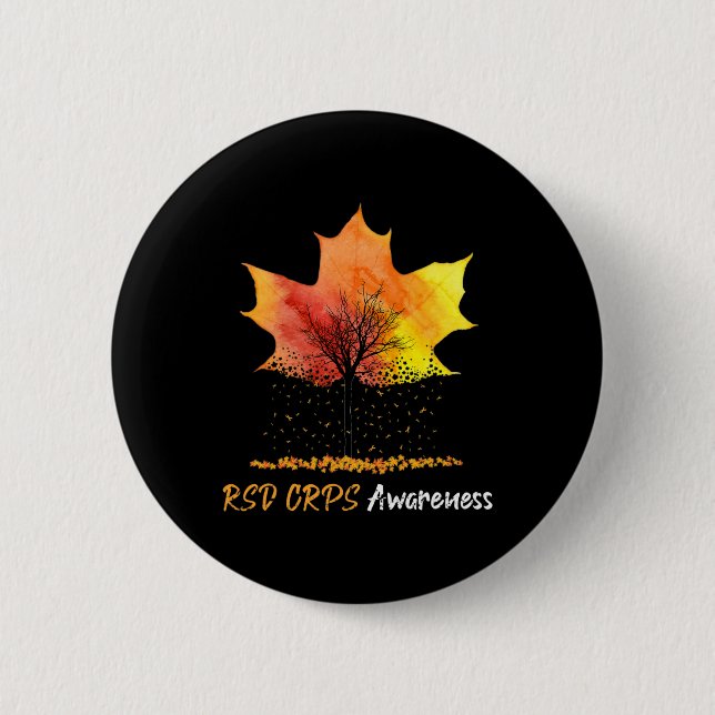 Badge Rond 5 Cm Ki Maple Leaf RSD Costume de sensibilisation CRPS  (Devant)