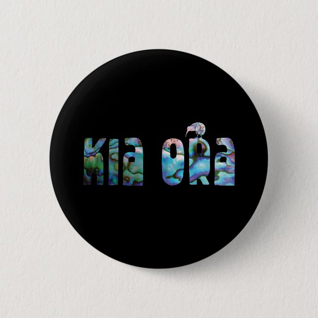 BADGE ROND 5 CM KIA ORA KIWI SOUHAITE (Devant)