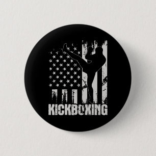 Badge Rond 5 Cm Kickboxing - Drapeau américain Kickboxeur Combyt S