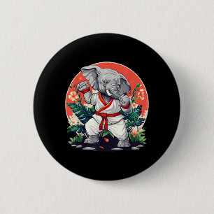 Badge Rond 5 Cm Kickboxing Éléphant Taekwondo Karaté MMA Drôle